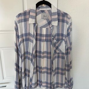 Rails White and Blue Plaid Button Down Shirt